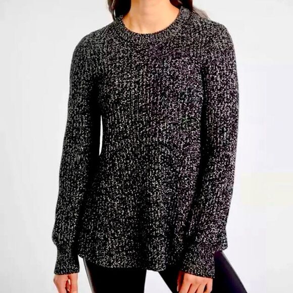 Athleta Sierra Crew Wool Blend Sweater In Black Marl Sz XS - Picture 1 of 12